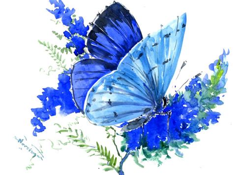 Blue Butterfly artwork butterfly painting blue sky blue artwork blue ...