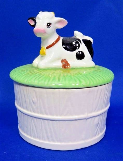 Ceramic Covered Butter Dish Round Calf Lying Down on Lid Cow Made in Japan Vtg | eBay | Cow ...