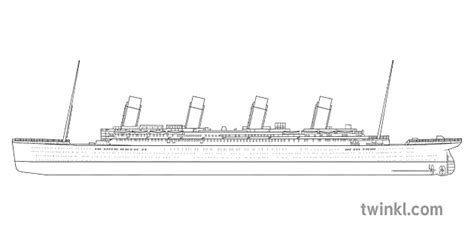 titanic 3d model black and white rgb ver 1 Illustration - Twinkl