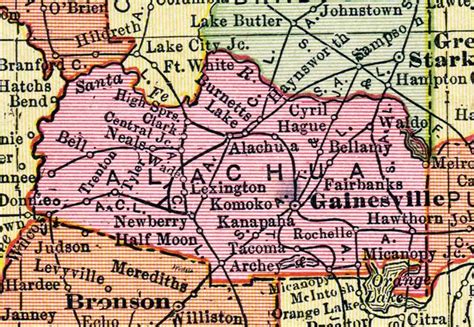 Map of Alachua County, Florida, 1917