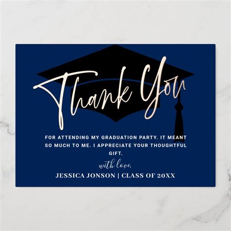 Modern Blue Graduation Gold Foil Thank You Card in 2023 | Blue graduation, Graduation thank you ...