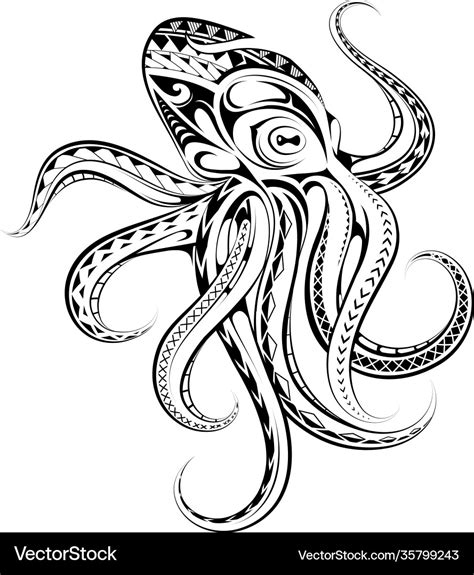 Polynesian style octopus tattoo Royalty Free Vector Image