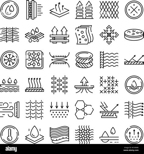 Fabric feature icons set, outline style Stock Vector Image & Art - Alamy