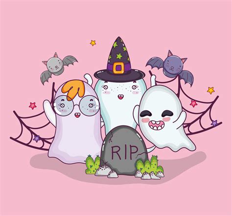 Cute ghosts halloween cartoons 636176 Vector Art at Vecteezy