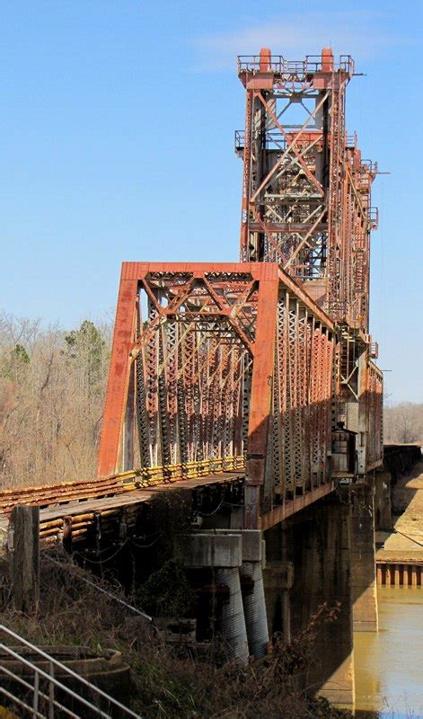 Old Naheola Bridge on the Tombigbee River at Pennington, AL (handled rail, auto & barge traffic ...