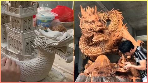 Amazing Wood Carving - Chinese Dragons - Woodworking Art P(02) - YouTube