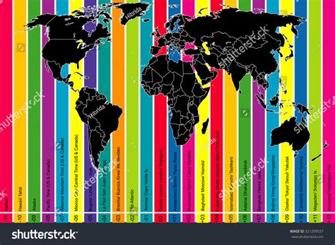 Background World Map Colorful Time Zones Stock Illustration 321299537 ...