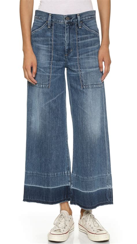 Citizens of Humanity Melanie Cropped Wide Leg Jeans in Blue | Lyst