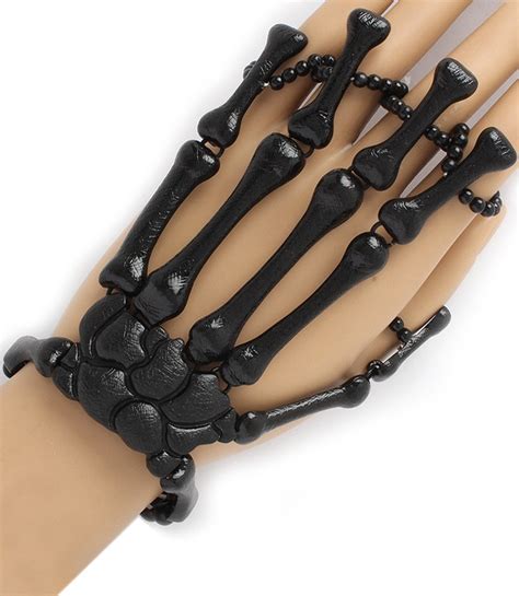 Moving Joints Metal Skeleton Hand Bracelet 5 finger Ring | eBay