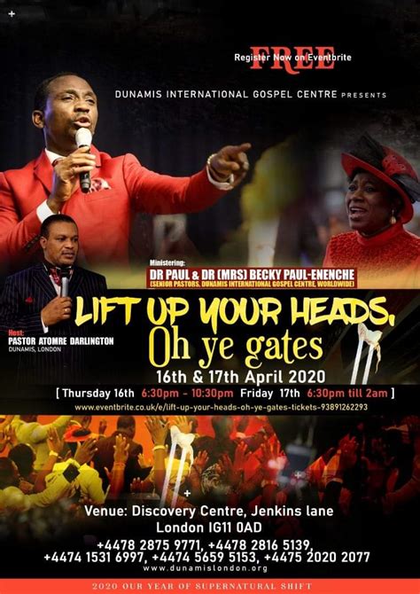 Dunamis International Gospel Centre hosting "LIFT UP YOUR HEADS OH YE GATES" || 16th and 17th of ...