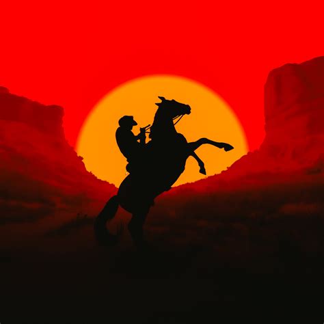 Cowboy Wallpaper 4K, Silhouette, Sunset