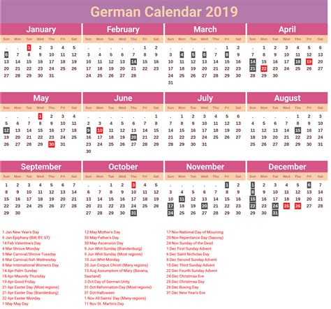 Bavarian Holidays 2023 – Printable Template Calendar