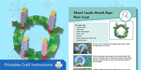 Advent Candle Wreath Paper Plate Craft Christmas Activities