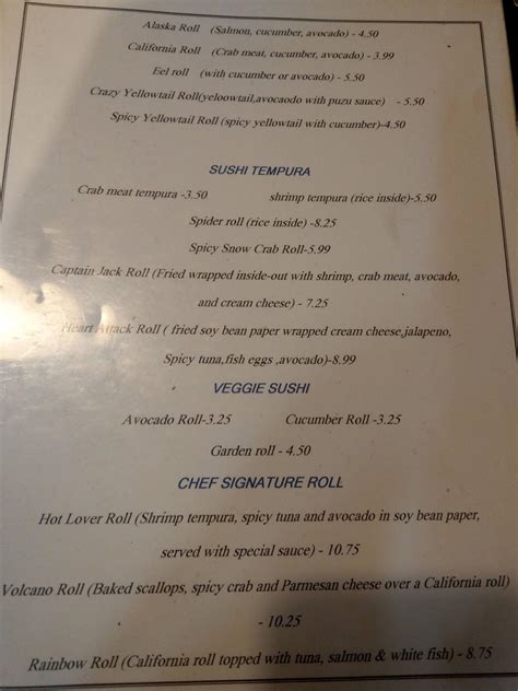 Menu at The Depot restaurant, Ironton