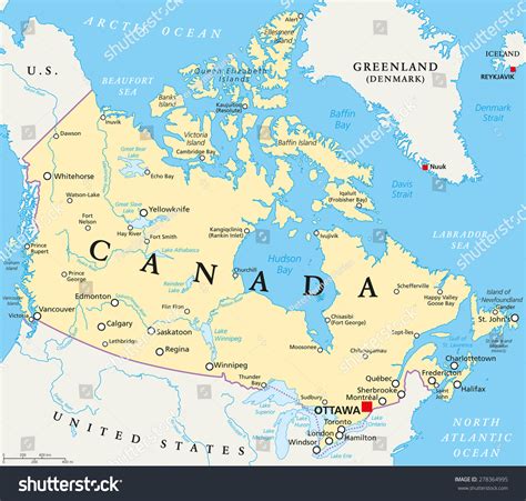 Carte politique du Canada avec la : image vectorielle de stock (libre ...