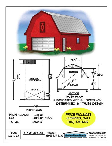 2432-a Garage Plan Details | Garage plans with loft, Garage building plans, Barn plans