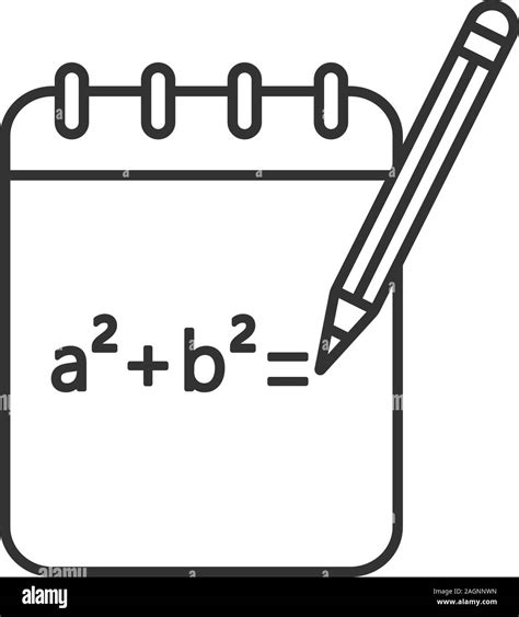 Notebook with math formula linear icon. Thin line illustration. Rough ...