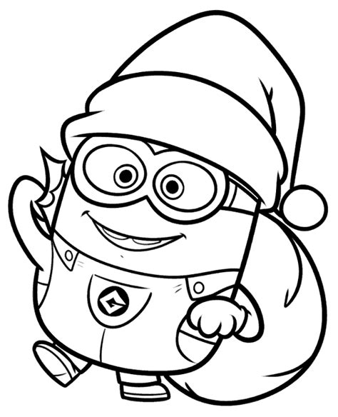 Minion as Santa Claus coloring page for Christmas