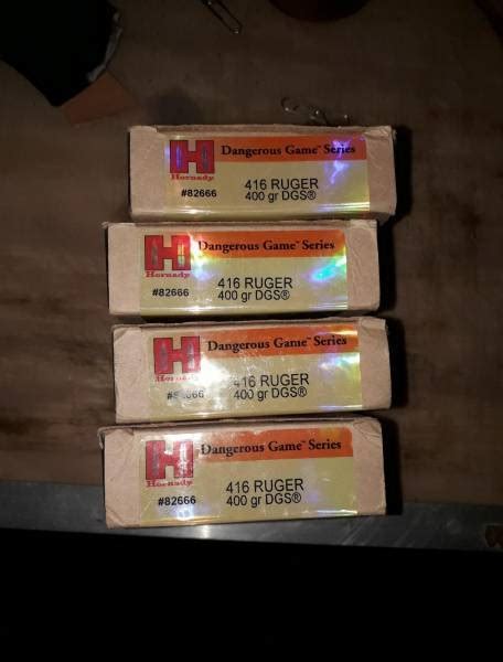 Hornady 416 Ruger 400gr DGS ammo, I have 4 boxes of Hornady 416 Ruger DGS ammo 400gr looking for ...