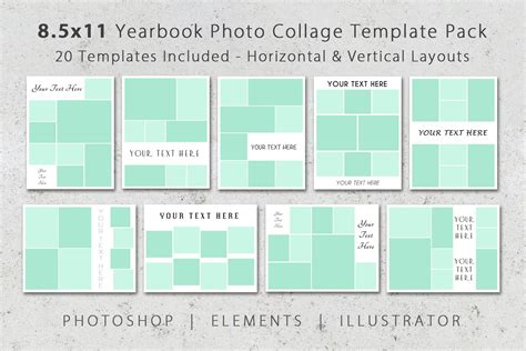 8.5x11 Photo Yearbook Album Template | Templates & Themes ~ Creative Market