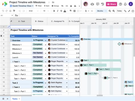 Project Milestones Template | Spreadsheet.com Template