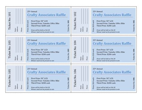 Free Printable Raffle Ticket Templates [Word, Excel, PDF] With Numbers