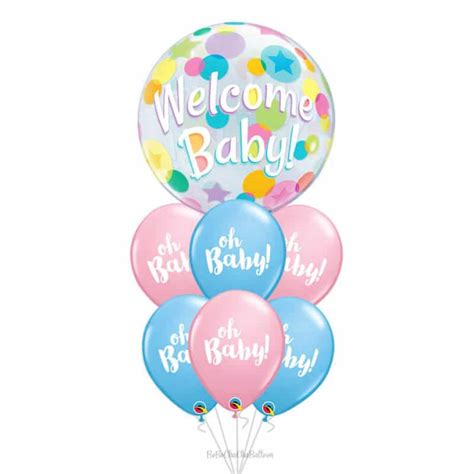 Welcome Baby Colorful Dots Bubble Balloon Bouquet (7pcs) | Customised Helium Balloon Delivery ...