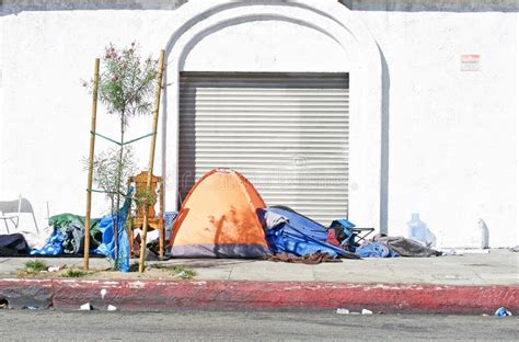 Homeless Encampments Set Along the Roadside in Los Angeles, California ...