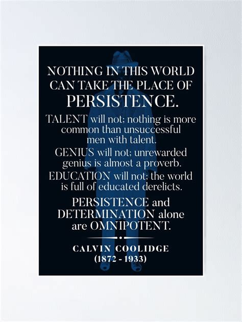 "Calvin Coolidge 'Persistence' Quote" Poster for Sale by knightsydesign | Redbubble