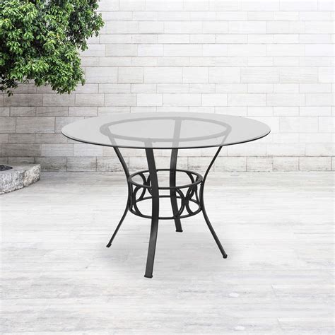 Rosdorf Park Gunita Round Glass Top Metal Base Dining Table | Wayfair