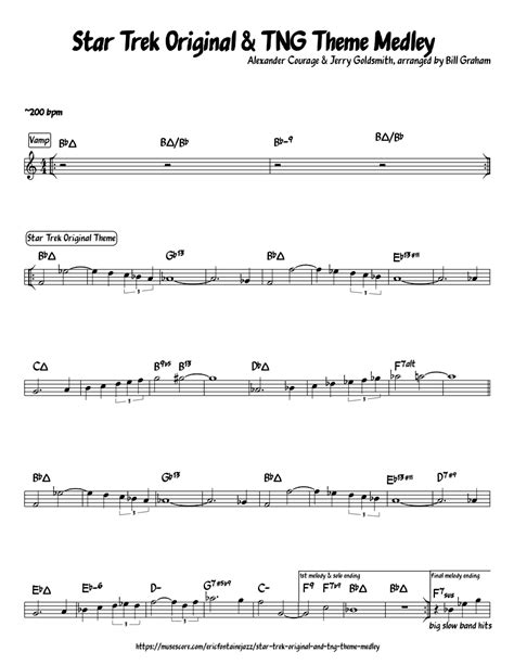 Star Trek Original & TNG Theme Medley (leadsheet) | Star trek original ...