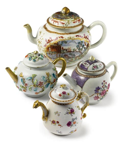 A GROUP OF FOUR CHINESE EXPORT PORCELAIN TEAPOTS AND COVERS QING DYNASTY, 18TH CENTURY | Tea ...