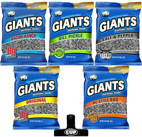 Amazon.com : Giants Sunflower Seeds 5 Flavor Variety, 1 each Flavor ...