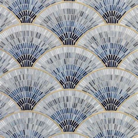 Blue Ombre Glass and Brass Fan Mosaic -- mosaic Tile, at The Tilery ...