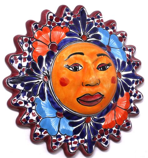 Mexican Wall Hanging Talavera Pottery Sun Face 10" TS011 – Camino Real Imports