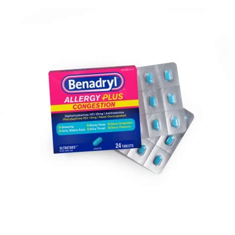 Benadryl Allergy & Sinus Congestion Relief Tablets Diphenhydramine HCl ...