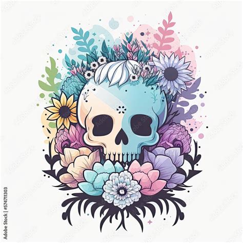 Pastel goth skull illustration Stock Illustration | Adobe Stock