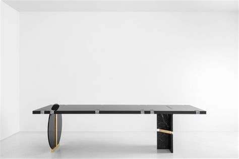 Blueprint Table, Modern Dining Table, Black Marble, Polished Brass, Standing Desk, Dining Room ...