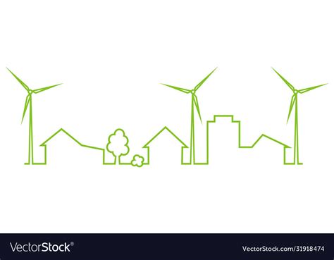 City wind turbine icon silhouette Royalty Free Vector Image