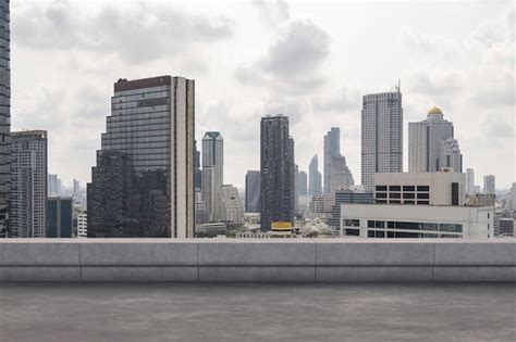 Premium Photo | Panoramic bangkok skyline view concrete observatory deck on rooftop daytime ...