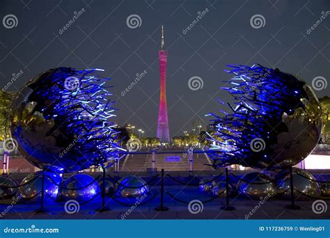 Canton Tower in Guangzhou China Night Scenes Editorial Stock Image ...