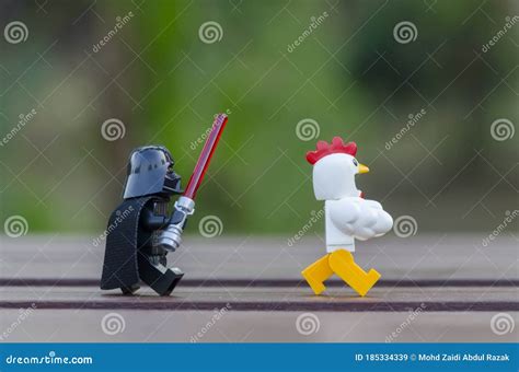 Lego Darth Vader Chasing Chicken Suit Guy for Dinner Editorial Stock ...