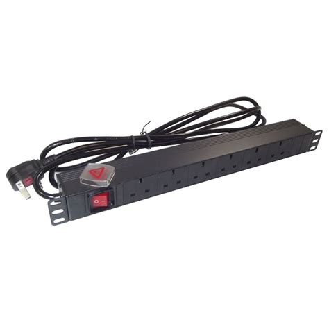 UK 13A BS1363 Socket 6 Way Horizontal 19" Rack Mount PDU - Bownet CMS ...