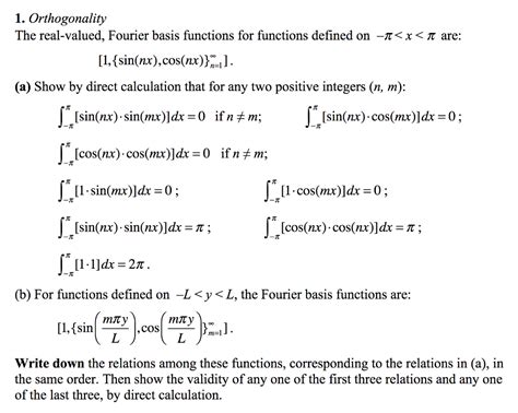 Solved The real-valued, Fourier basis functions for | Chegg.com