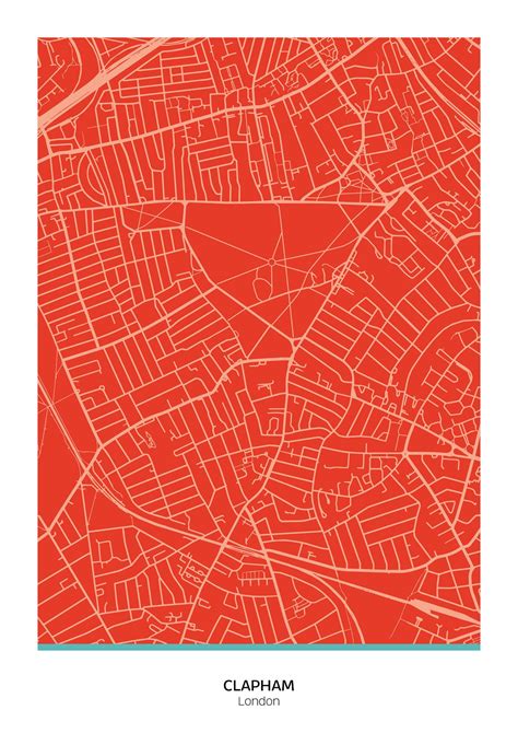 Clapham map London map Clapham poster | Etsy