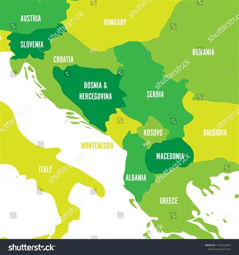 Political Map Balkans States Balkan Peninsula: เวกเตอร์สต็อก (ปลอดค่าลิขสิทธิ์) 1102552544 ...