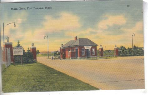 Main Gate- Fort Devens,Massachusetts Linen Postcard | Maine, Fort, Main gate