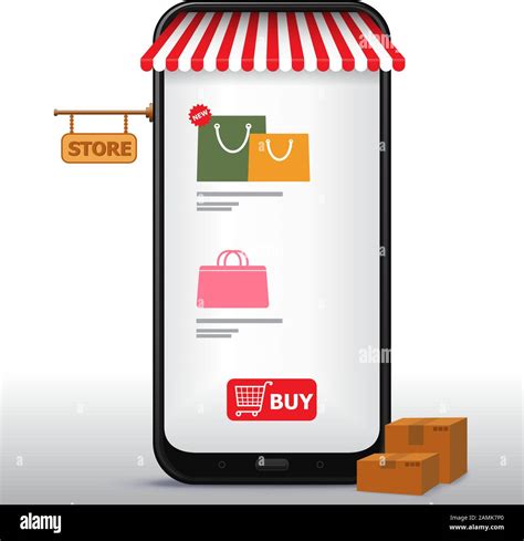 Online Shopping on Mobile Phone and Application Vector Illustration. E ...