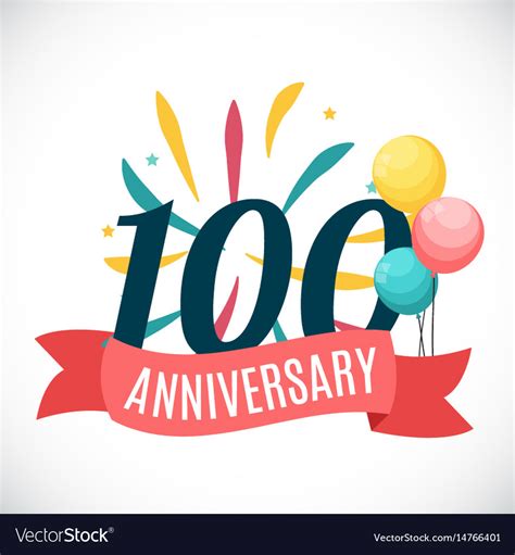 Anniversary 100 years template with ribbon Vector Image