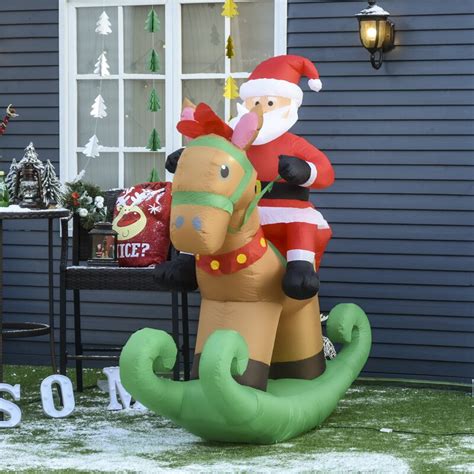 The Holiday Aisle® Santa Claus Riding Rocking Horse Christmas Inflatable & Reviews | Wayfair